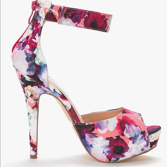 NWT Swan Floral High Heel Plaform Dress Pumps - Picture 4 of 6